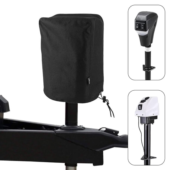 420D Oxford Fabric RV Jack Cover, All Weather UV & Moisture Resistant Electric Tongue Jack Protector, Universal Black Shield for RV Trailer Accessories