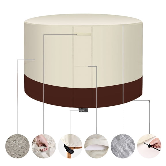 420D Round Patio Furniture Covers,Waterproof Outdoor Table Chair Set Covers,Seat Cover,Dining Table Cover for Outdoor Furniture Set A6