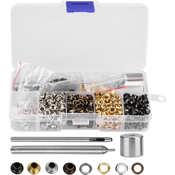 420PCS 3mm Grommets Eyelets Kit with 3pcs Handwork Tools, Eyelet Grommet Washer Set 3mm 1/8" Grommet Tool Kit Eyelet Setting Tool for Leather Craft Clothes Sewing
