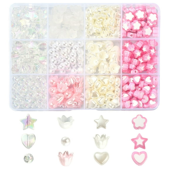 DanLingJewelry Acrylic Stars Hearts Round Beads Kit for Jewelry Making, 6-10mm, 420 Count