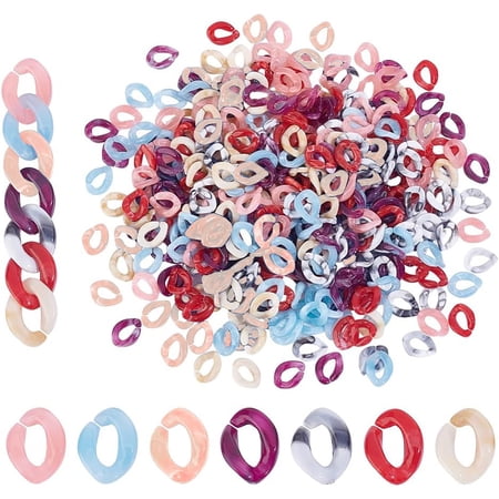 420Pcs 7 Colors Acrylic Linking Ring Quick Link Connectors Twist for Curb Chain Making Mixed Color 13~16x10~11x3mm Inner Diameter: 7.5x4mm