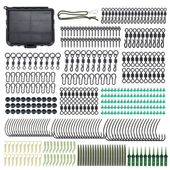 420Pcs Carp Fishing Swivel Snaps Kit Rig Tubing Rubber Rigs Clip With Tackle Box Fangkenuo