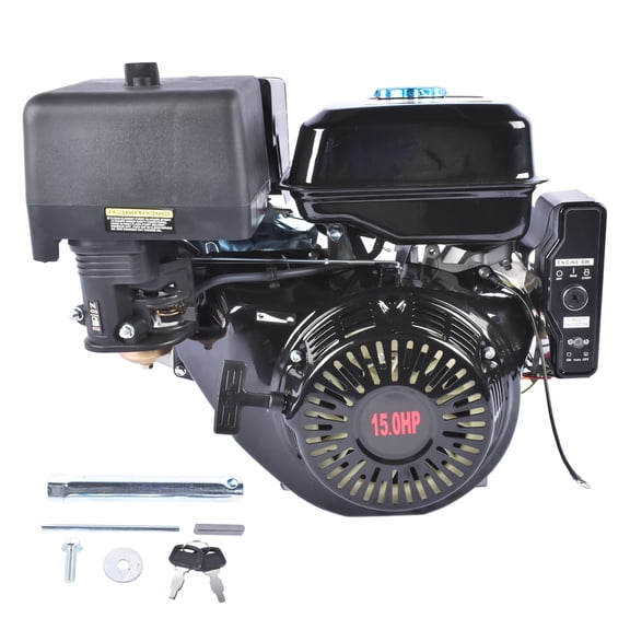 420cc 15HP Gas Engine with Electric Start, 4 Stroke Go Kart Engine Horizontal Shaft OHV Gas Motor, Gas Powered Multi-Use Engine