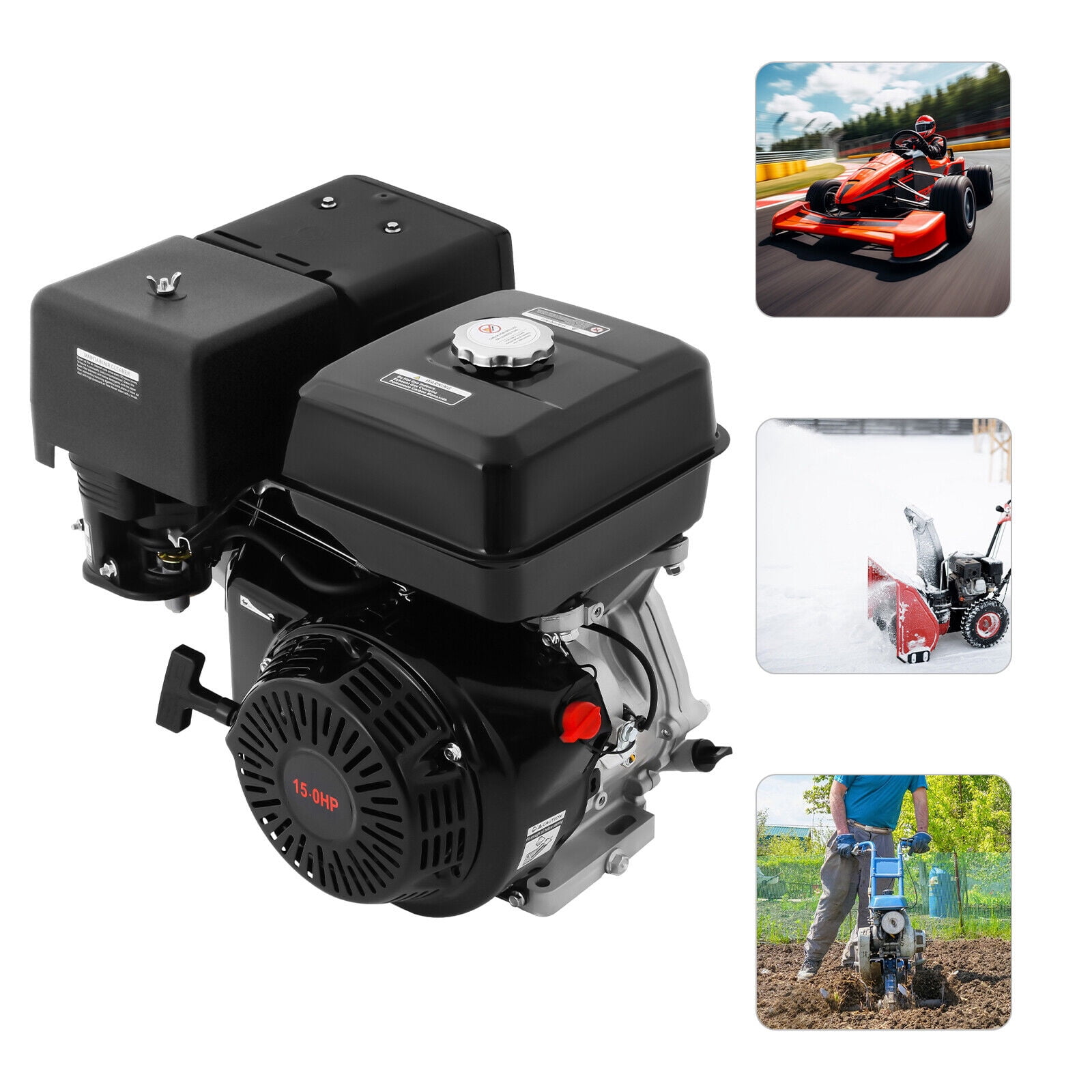 420cc 15HP OHV Horizontal Shaft Gas Engine Recoil Start 4-Stroke Gasoline Motor for Water Pumps, Vibrators, Generator