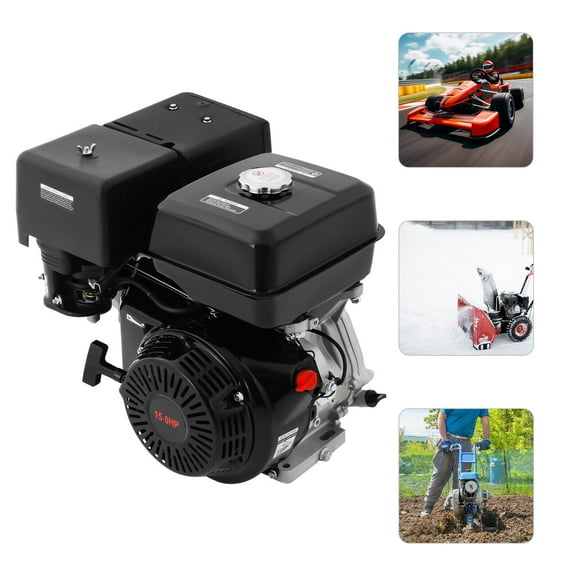 420cc 15HP OHV Horizontal Shaft Gas Engine Recoil Start 4-Stroke Gasoline Motor for Water Pumps, Vibrators, Generator