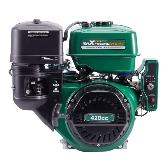 420cc MXR420E Gasoline Engine 4-Stroke OHV Single Cylinder Horizontal Shaft 8 kW (15 HP) with Electric & Recoil Start, 6 L Fuel Tank, Forced Air Cooling, EPA Certified