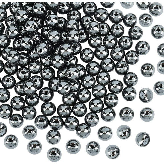 420pcs 6mm Natural Hematite Beads Gemstone Black Round Bead Strand Non-magnetic Hematite Bead for Necklaces Bracelets Jewelry Making DIY Crafts for DIY