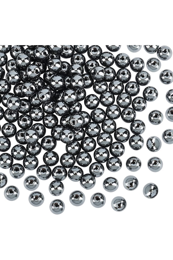 420pcs 6mm Natural Hematite Beads Gemstone Black Round Bead Strand Non-magnetic Hematite Bead for DIY Necklaces Bracelets Jewelry Making DIY Crafts