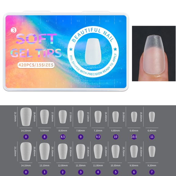 420pcs Frosted False Nails Press on Nails Coffin Artificial Nails Full Cover Fake Tips for Extension Manicure Tool