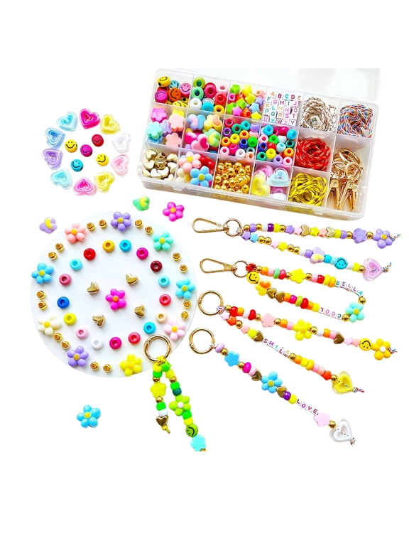 Beaded Keychain Making Kit, 421 Pcs Acrylic Letter Beads for Jewelry Crafts