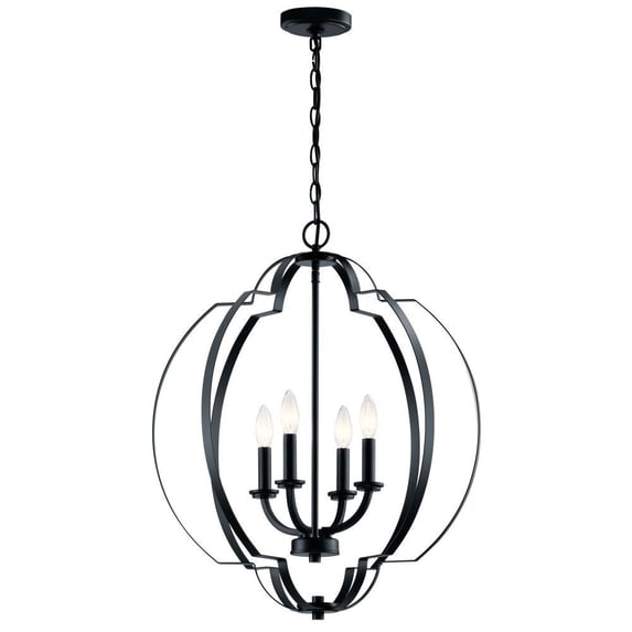 42138BK Kichler Lighting Voleta - 4 light Large Foyer Pendant - 26.25 inches tall by 22 inches wide-Black Finish -Traditional Installation