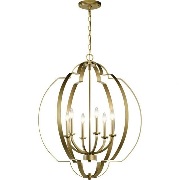 42139NBR Kichler Lighting Voleta - 6 light Foyer Chandelier - 32.5 inches tall by 27.75 inches wide-Natural Brass Finish    -Traditional Installation