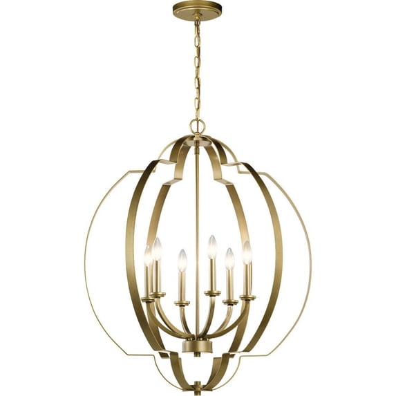 42139NBR Kichler Lighting Voleta - 6 light Foyer Chandelier - 32.5 inches tall by 27.75 inches wide-Natural Brass Finish -Traditional Installation