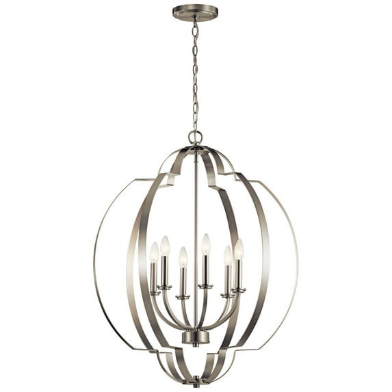 42139NI Kichler Lighting Voleta - 6 light Foyer Chandelier - 32.5 inches tall by 27.75 inches wide-Brushed Nickel Finish -Traditional Installation