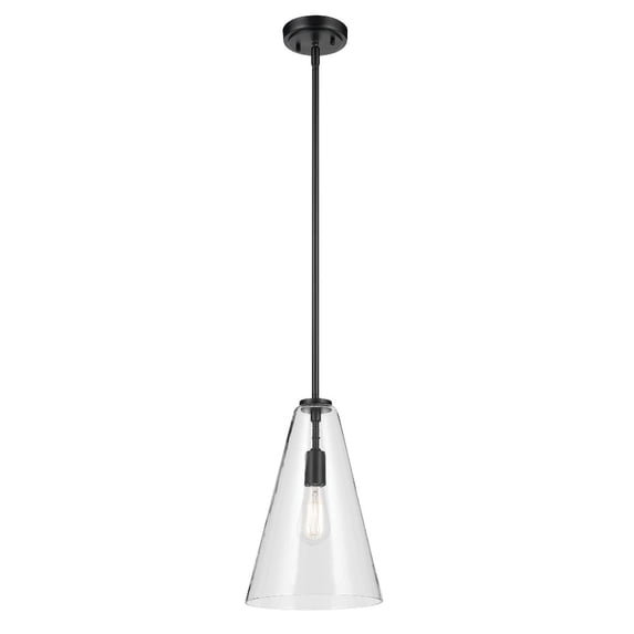 42199BK Kichler Lighting Everly - 1 Light Pendant-15.25 Inches Tall and 10.25 Inches Wide-Black Finish-Clear Glass Color