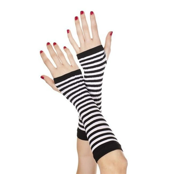 422-BLACK-WHITE Opaque Stripes Arm Warmer, Black & White