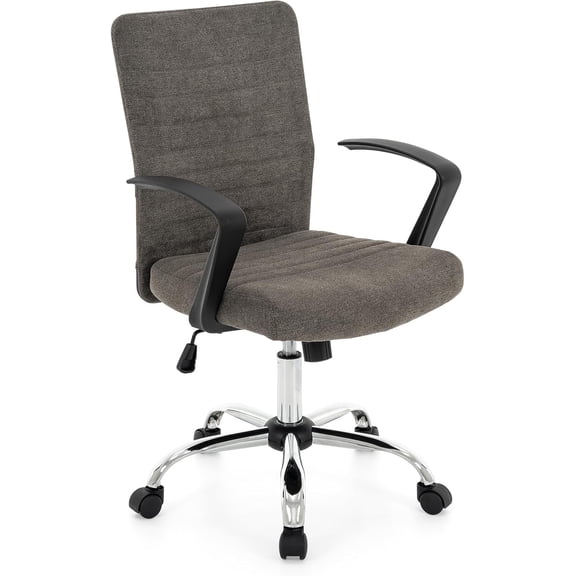 422 High Back Ribbed Office Chair Ergonomically Designed with Armrest Executive Swivel Computer Chairs with Wheels for Conference Study Leisure (Dark Grey)