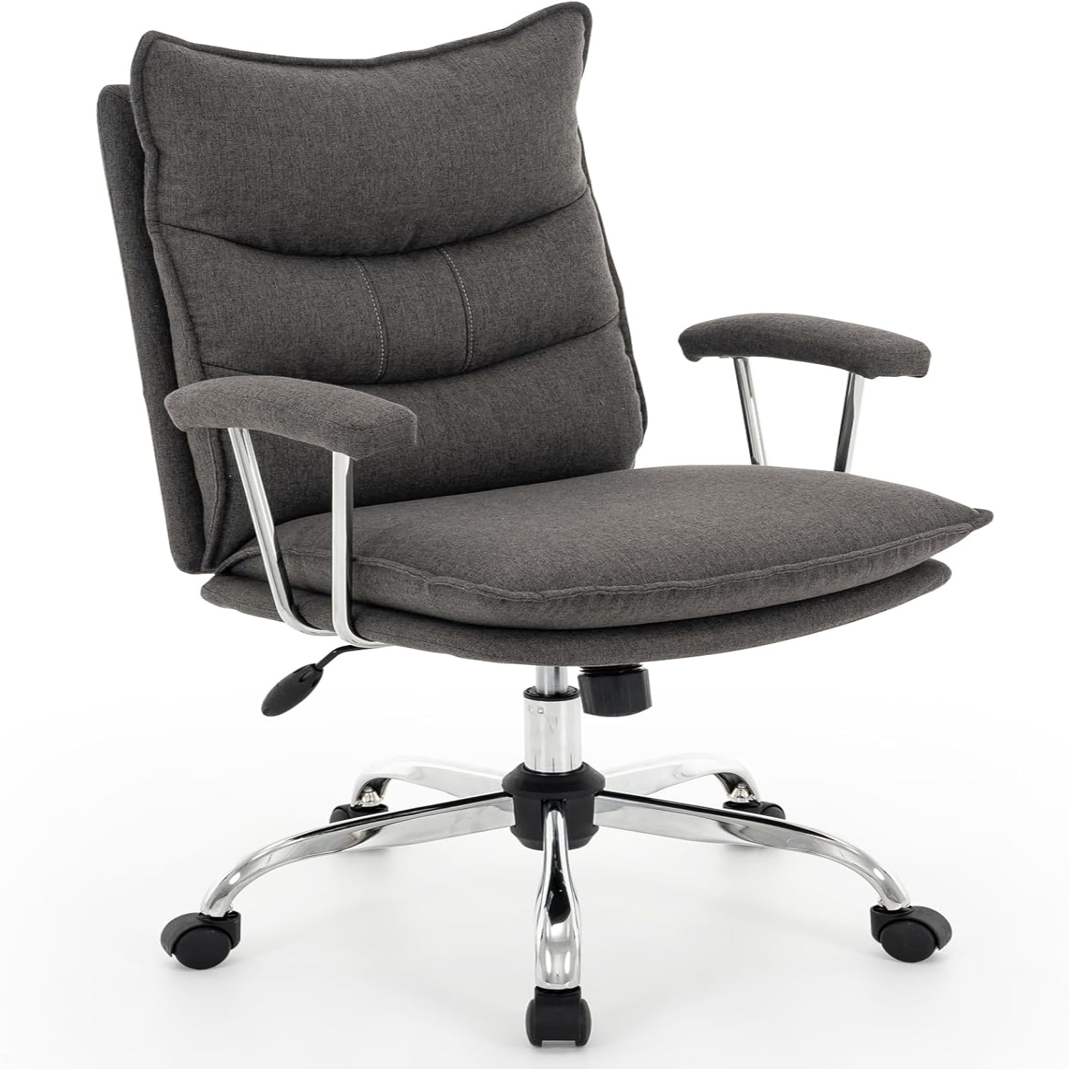 422 Soft Linen Office Chair with Padded Armrests Premium Double Cushion