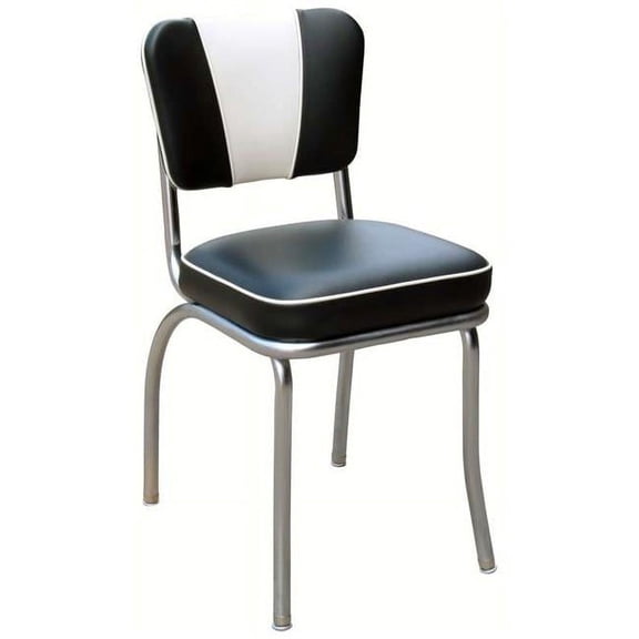 4220 V -Back Diner Chair -Black-White- Box Seat