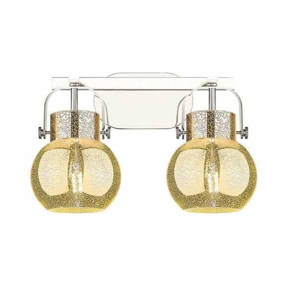 423-2W-PN-G410-6ME Innovations Lighting Pilaster II Sphere - 2 Light Bath Vanity-10.13 Inch Tall and 17 Inch Wide-Polished Nickel Finish-Mercury Glass