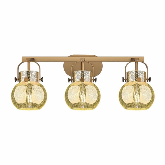423-3W-BB-G410-6ME Innovations Lighting Pilaster II Sphere - 3 Light Bath Vanity-10.13 Inch Tall and 26.5 Inch Wide-Brushed Brass Finish-Mercury Glass