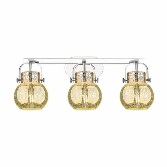 423-3W-PC-G410-6ME Innovations Lighting Pilaster II Sphere - 3 Light Bath Vanity-10.13 Inch Tall and 26.5 Inch Wide-Polished Chrome Finish-Mercury