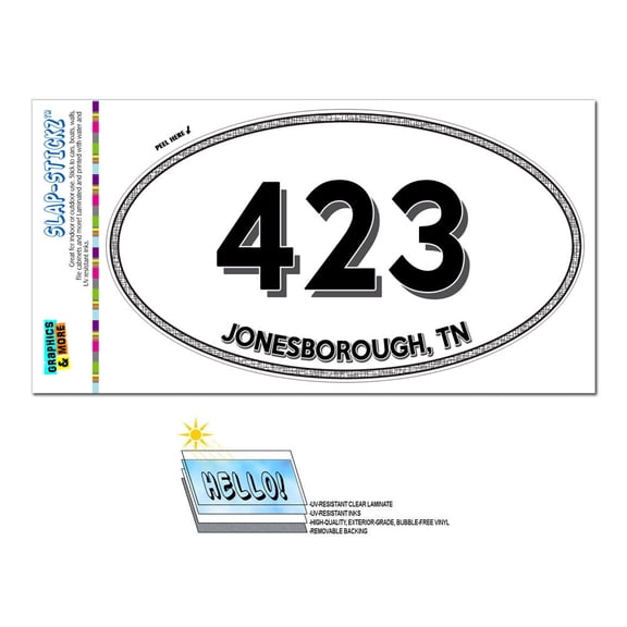 423 - Jonesborough, TN - Tennessee - Oval Area Code Sticker