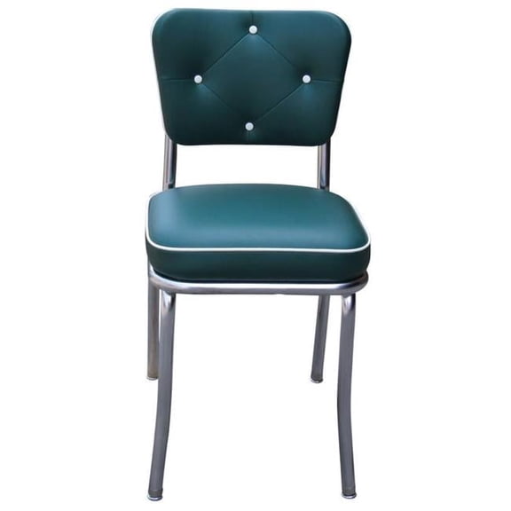 4240 Lucy Diner Chair -Green- with 2 in. Box Seat - Chrome