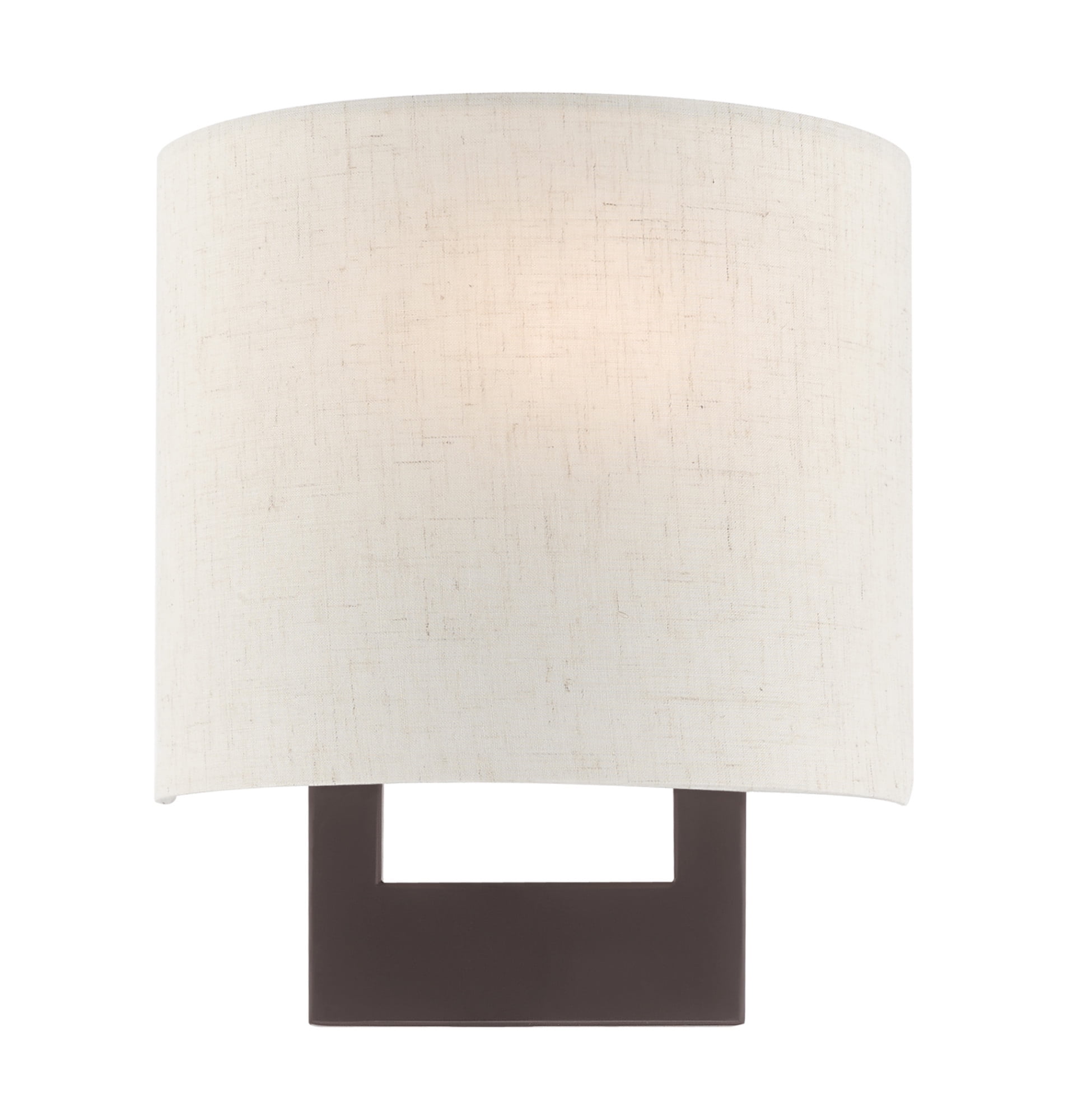 Hayworth Bronze 1-Light Dimmable Wall Sconce with Oatmeal Shade