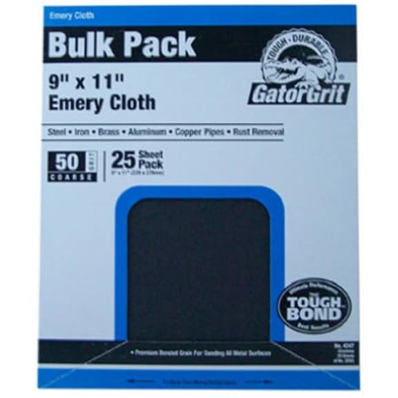 4247 9 in. x 11 ft. Coarse 50 Grit Emery Cloth- 25 Count