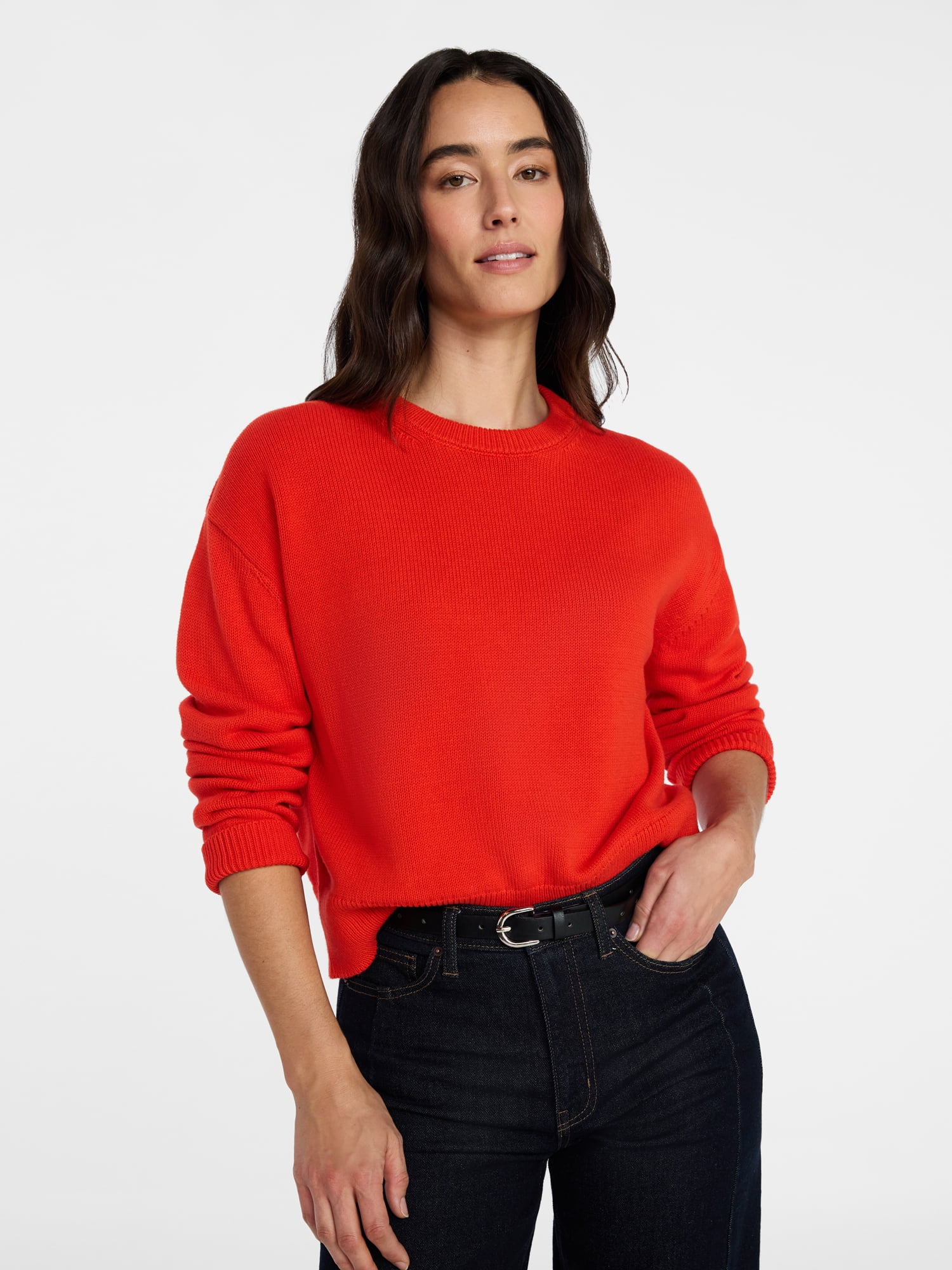 Time and Tru Women's and Women‘s Plus Easy Crew Pullover, Sizes XS-XXXL