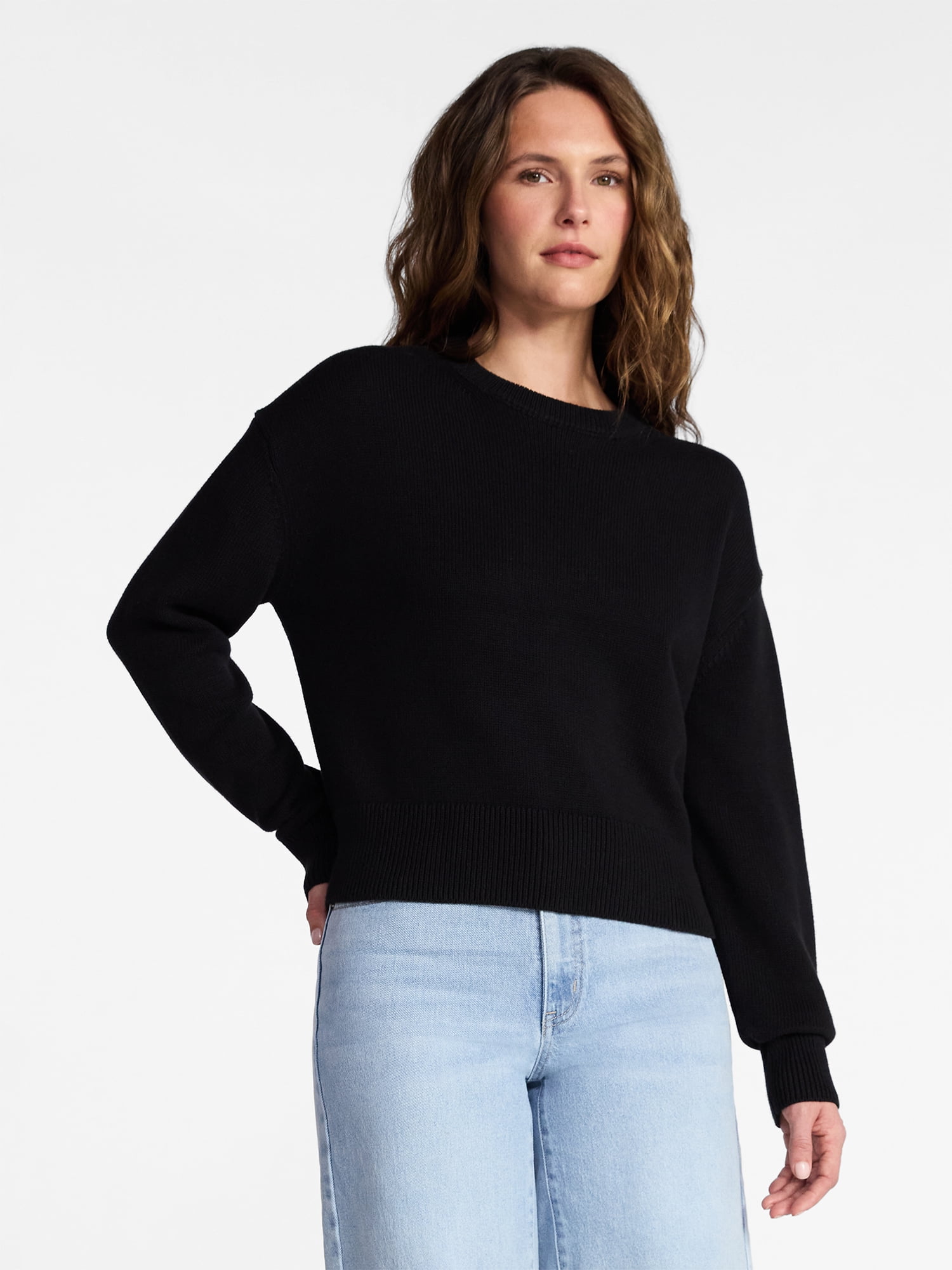 Time and Tru Women's and Women‘s Plus Easy Crew Pullover, Sizes XS-XXXL