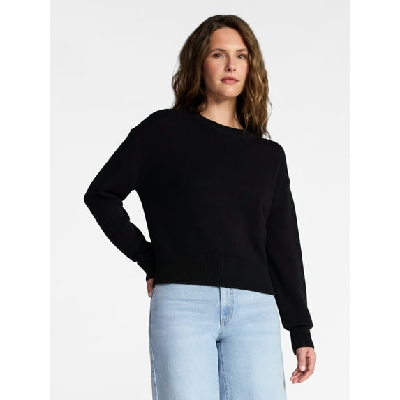 Time and Tru Women's Pullover Crewneck Sweater with Long Sleeves, Sizes XS-XXXL