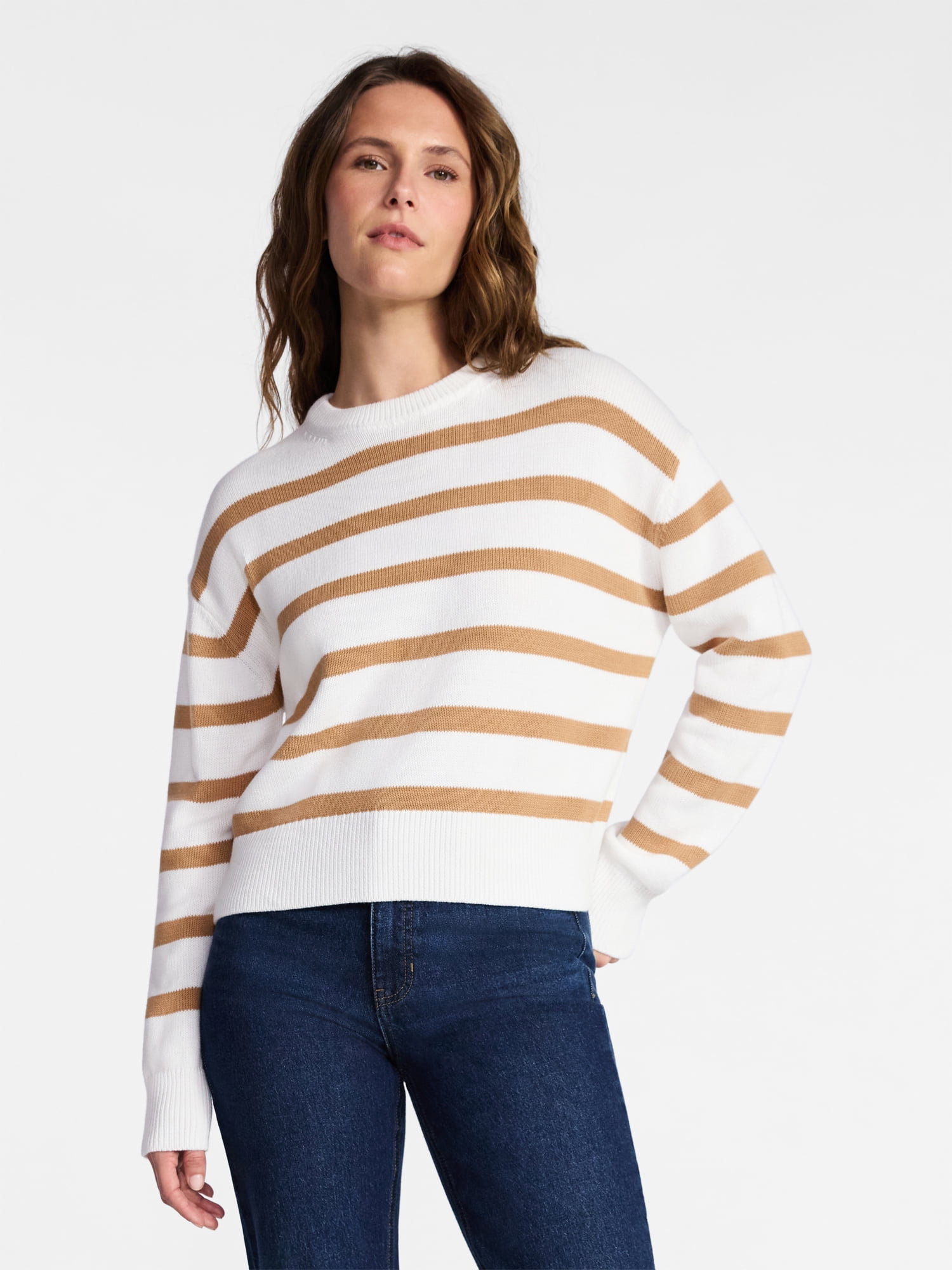 Time and Tru Women's and Women‘s Plus Easy Crew Pullover, Sizes XS-XXXL