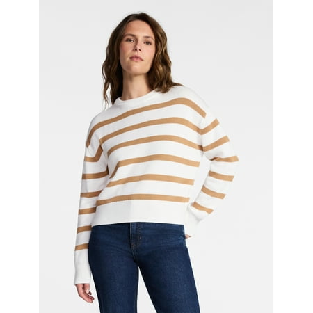 Time and Tru Women's and Women‘s Plus Easy Crew Pullover, Sizes XS-XXXL