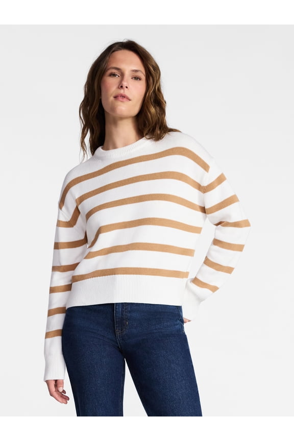 Women's Pullover Crewneck Sweater with Long Sleeves, Sizes XS-XXXL