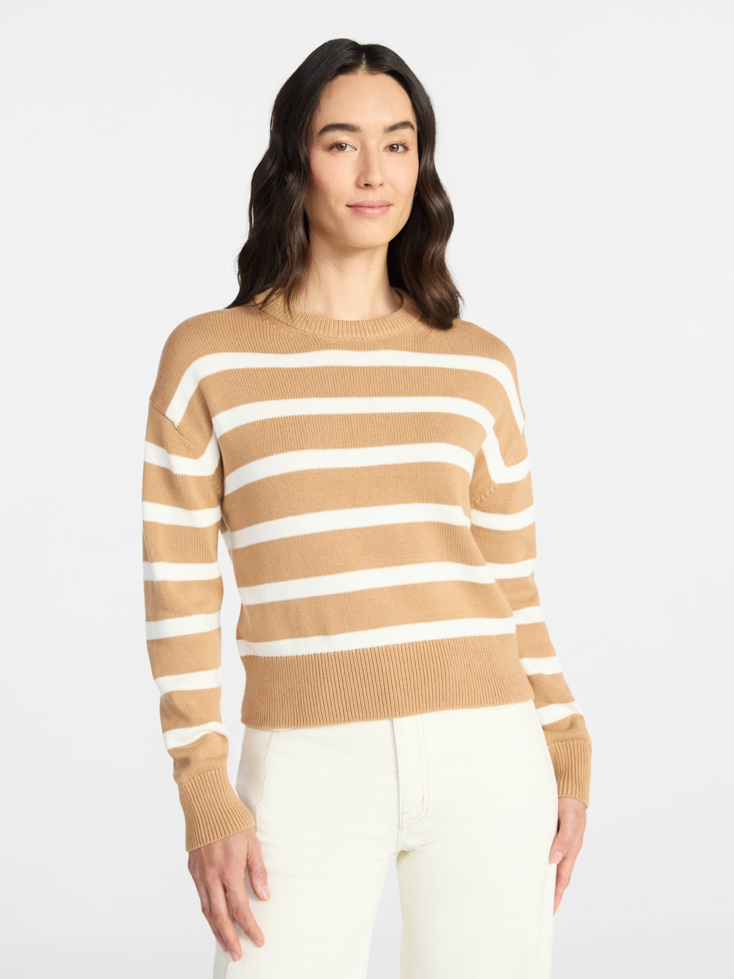 Time and Tru Women's and Women‘s Plus Easy Crew Pullover, Sizes XS-XXXL