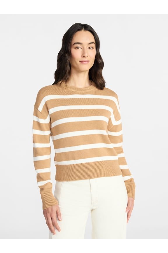 Women's Pullover Crewneck Sweater with Long Sleeves, Sizes XS-XXXL