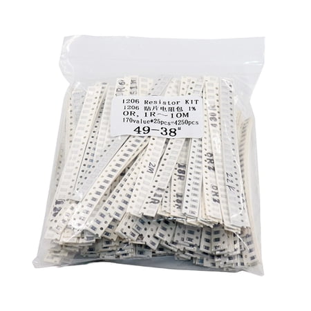 4250Pcs 1206 for SMD Resistor Kit Assorted 170 Values 1 Ohm-10M Ohm 1% Tolerance Fixed Resistors For Electronic Projects Circuit Board Repair