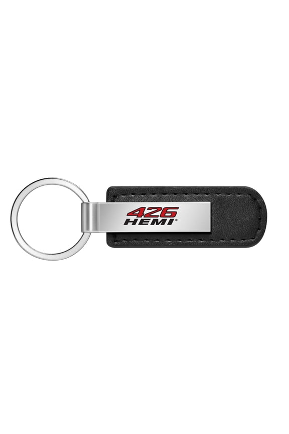 426 HEMI Black PU Leather Strap Silver Metal Bar LED Printed Logo Key Chain for Challenger Charger