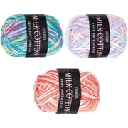 426 Yard 3 Colors 3-Ply Ice Yarns Picasso Rainbow Acrylic Knitting Wool Yarn Hand Crochet Thread Cotton Multi-Colored Weaving Colorful Gradient Skeins for Beginners DIY Crafts Mixed Color