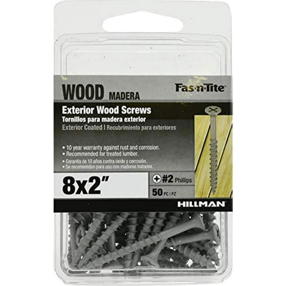 Fas-n-Tite Deck and Fence Wood Screws, #8 x 2", Steel, Epoxy, Phillips, Gray, 50 pack