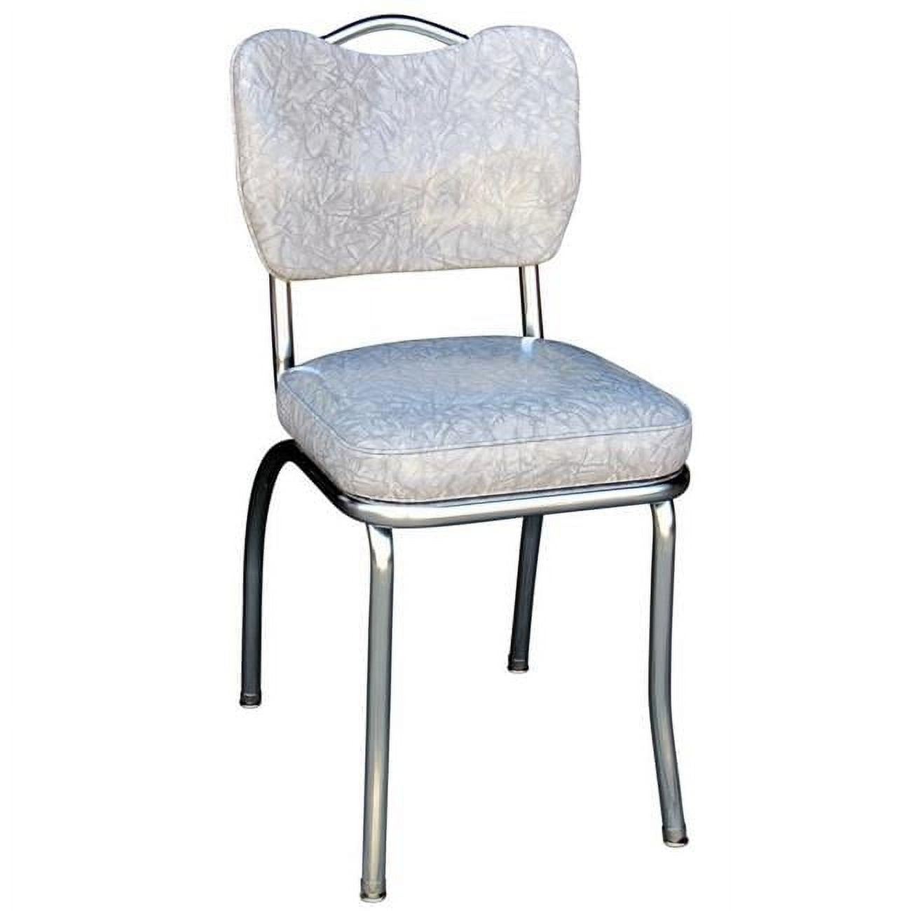 Gray Upholstered Metal Retro Diner Chair with Chrome Frame