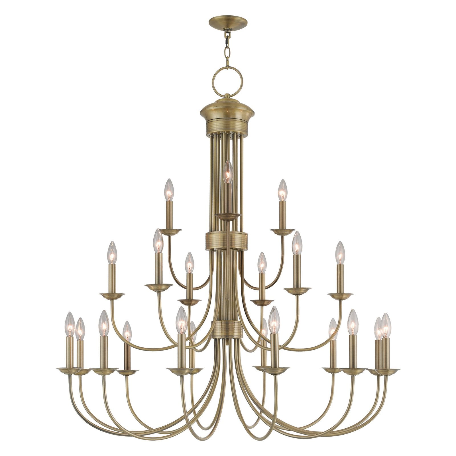 Estate Antique Brass Grand Chandelier with 21 Lights