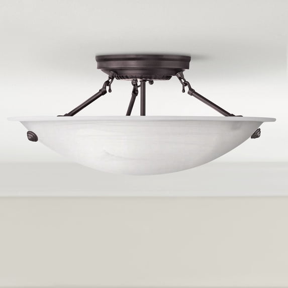 Livex Lighting Livex Oasis 16" Wide Bronze and Alabaster Bowl Ceiling Light