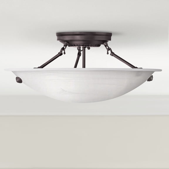 Livex Lighting Livex Oasis 16" Wide Bronze and Alabaster Bowl Ceiling Light