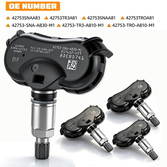 42753-TR3-A81 315MHz TPMS Sensor Tire Pressure Monitoring System Pre-Programmed Fit for: Honda Civic 2008-2013, Odyssey 2011-2016, Replace# 42753TR3A81 (4 Pack)