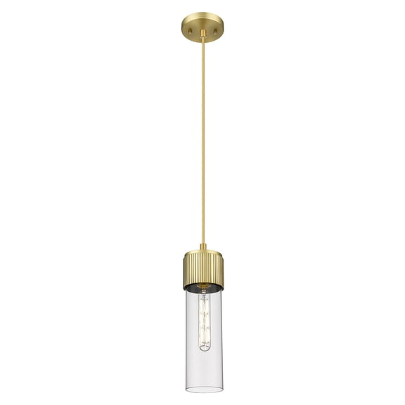 428-1P-BB-G428-12CL Innovations Lighting Bolivar - 1 Light Cord Hung Pendant-4.75 Inch Wide and 12 Inch Tall-Brushed Brass Finish-Clear Glass Color