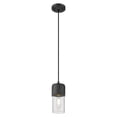 thumbnail image 1 of 428-1P-BK-G428-7SDY Innovations Lighting Bolivar - 1 Light Cord Hung Pendant-4.75 Inch Wide and 7 Inch Tall-Matte Black Finish-Seedy Glass Color, 1 of 5