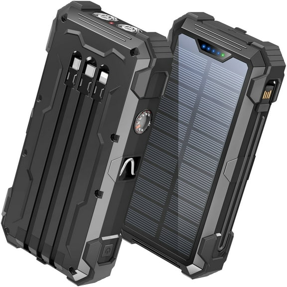 JIUMESS 42800mAh Solar Power Bank 15W Fast Charging with Cables, Solar Charger Compatible for iPhone/Android Phone